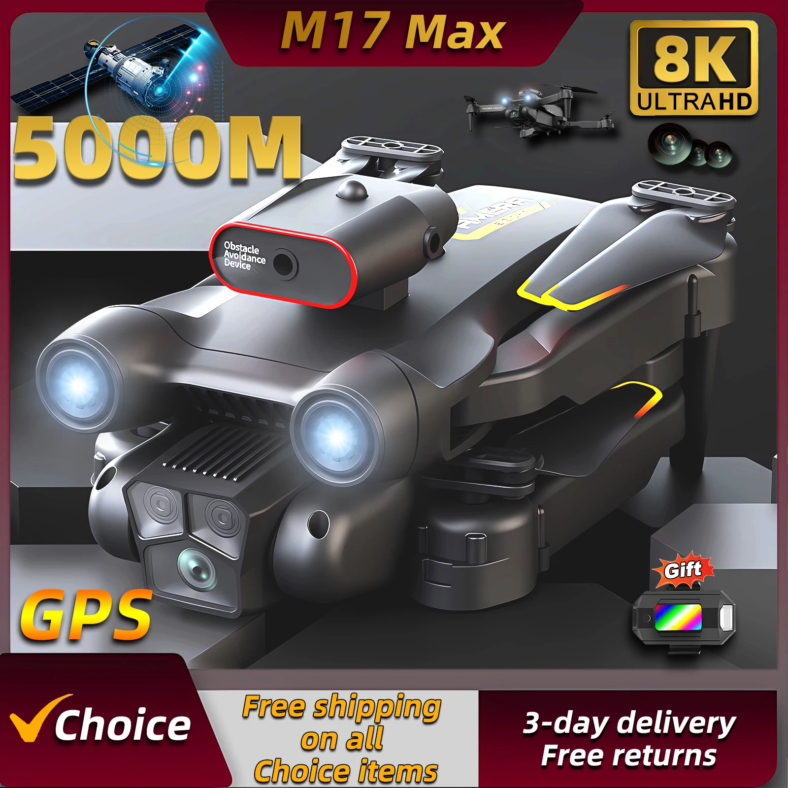 Nieuwe M17 Max Drone 8K Profes - Drone Beacon Light recensie en prijs